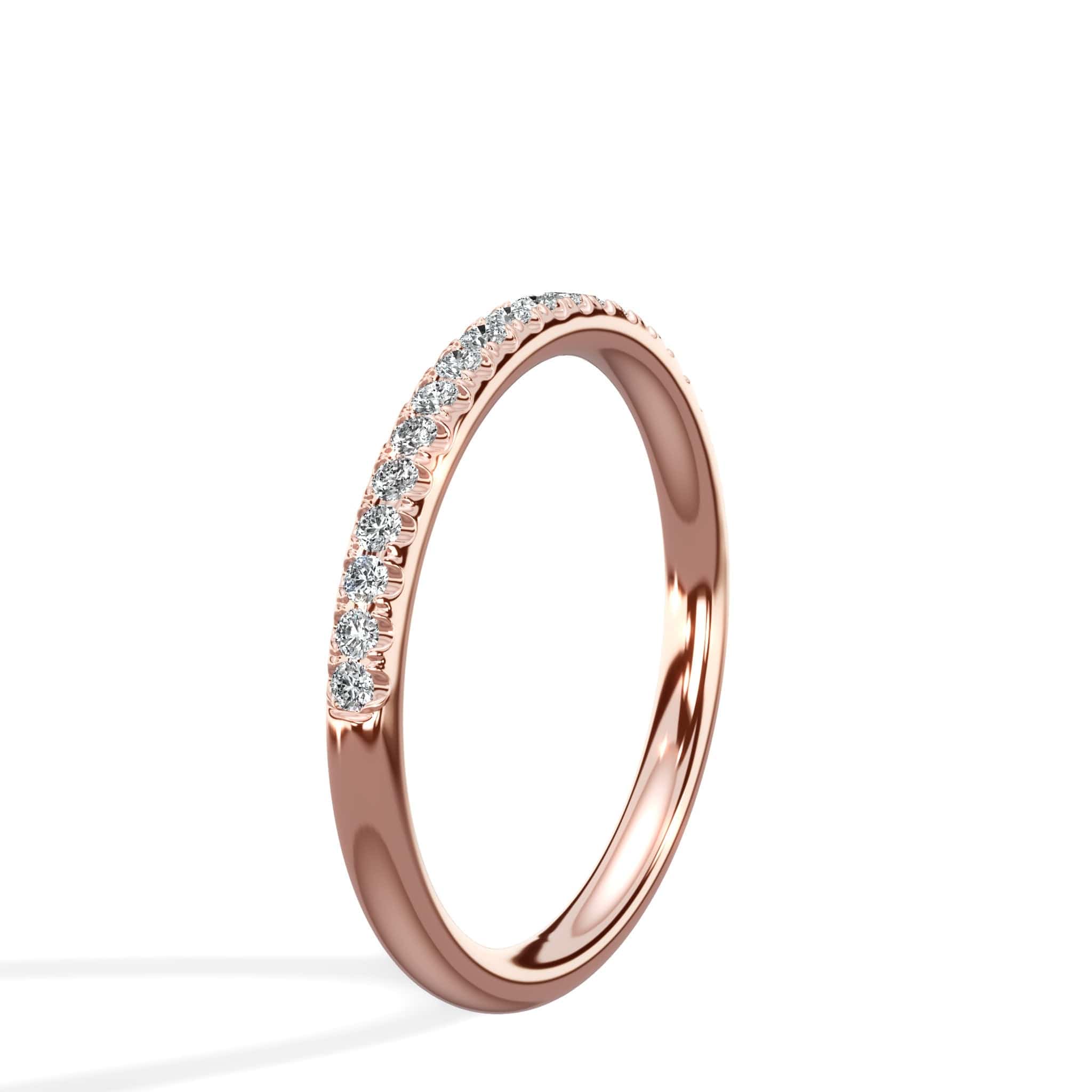 0.30 Ct Round Brilliant Cut Diamond Wedding Band in Rose Gold - Image 4