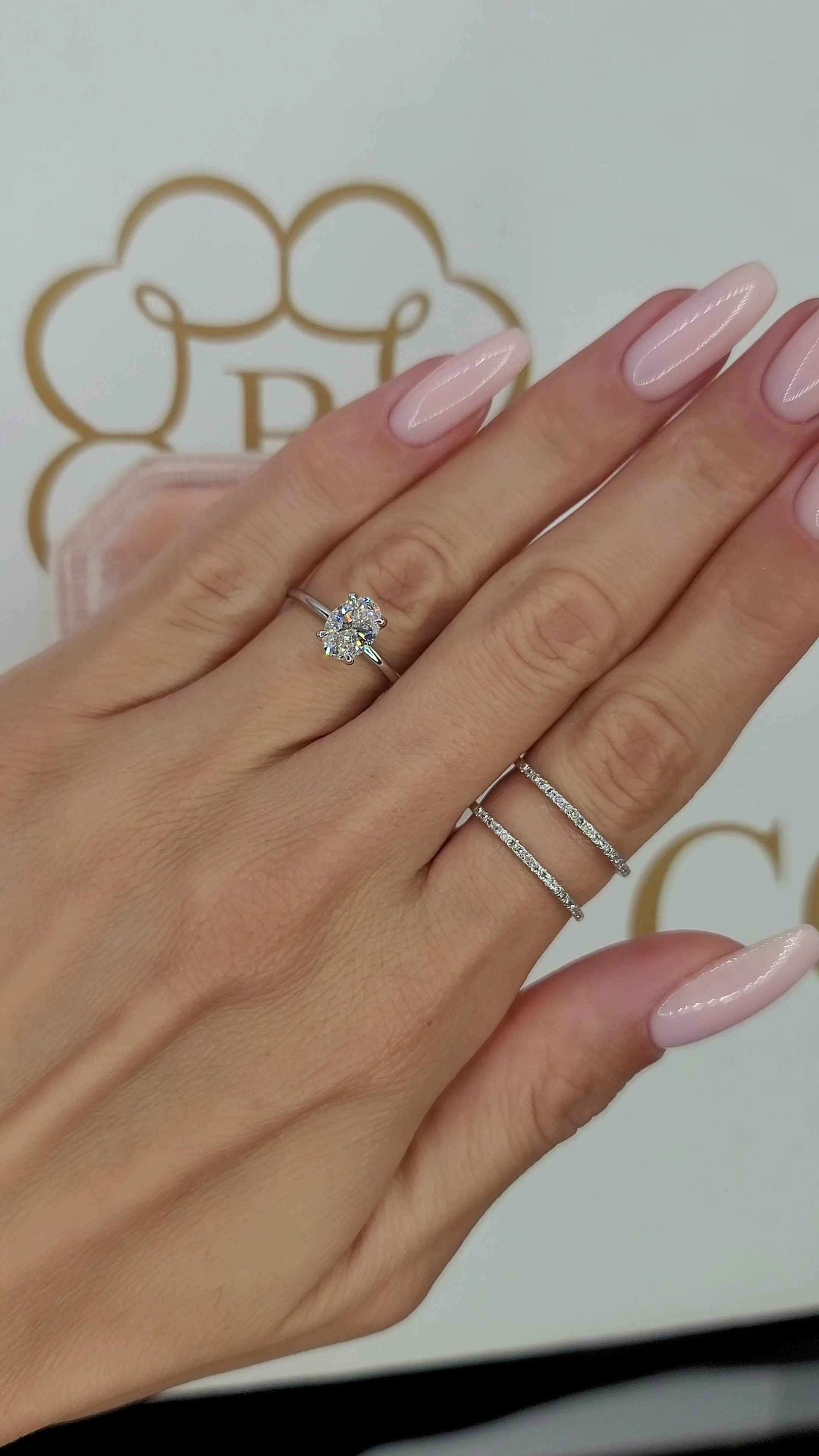 1.10 Carats Lab Grown Oval Cut Solitaire Hidden Halo Diamond Engagement Ring - Image 4