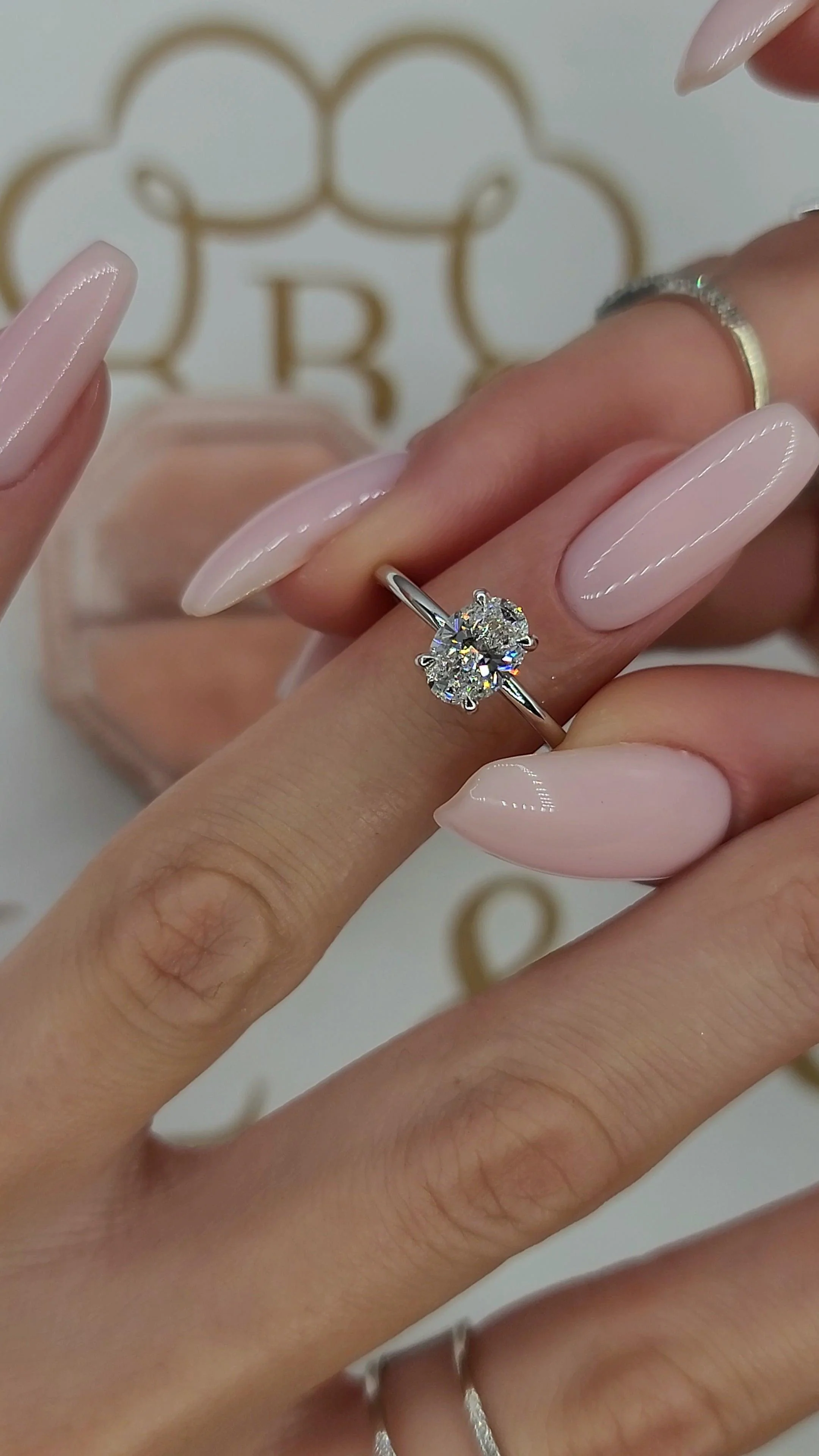 1.10 Carats Lab Grown Oval Cut Solitaire Hidden Halo Diamond Engagement Ring - Image 7