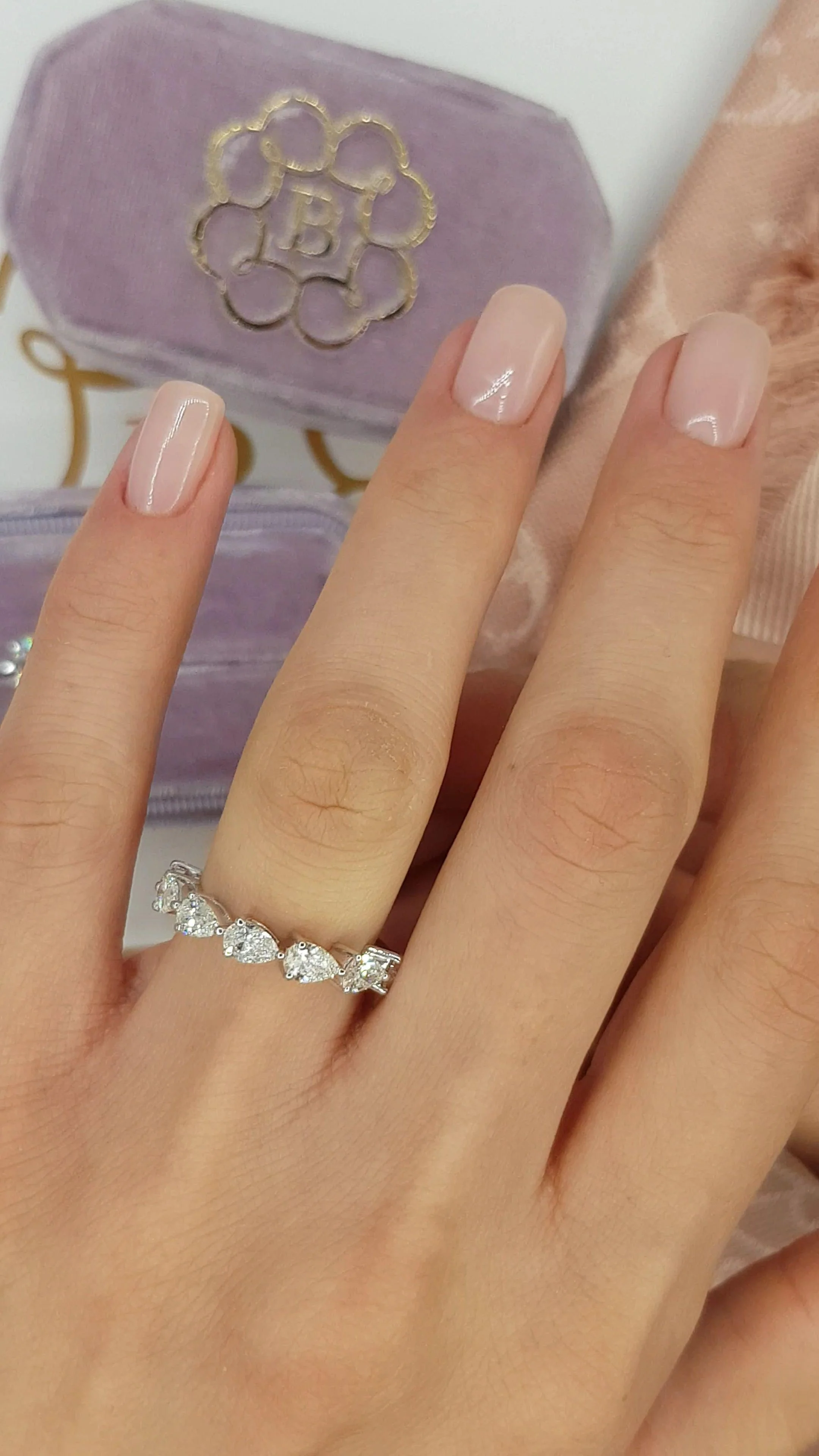 1.50ct East-West Pear Shape Diamond Wedding Band 14k White Gold - Image 3