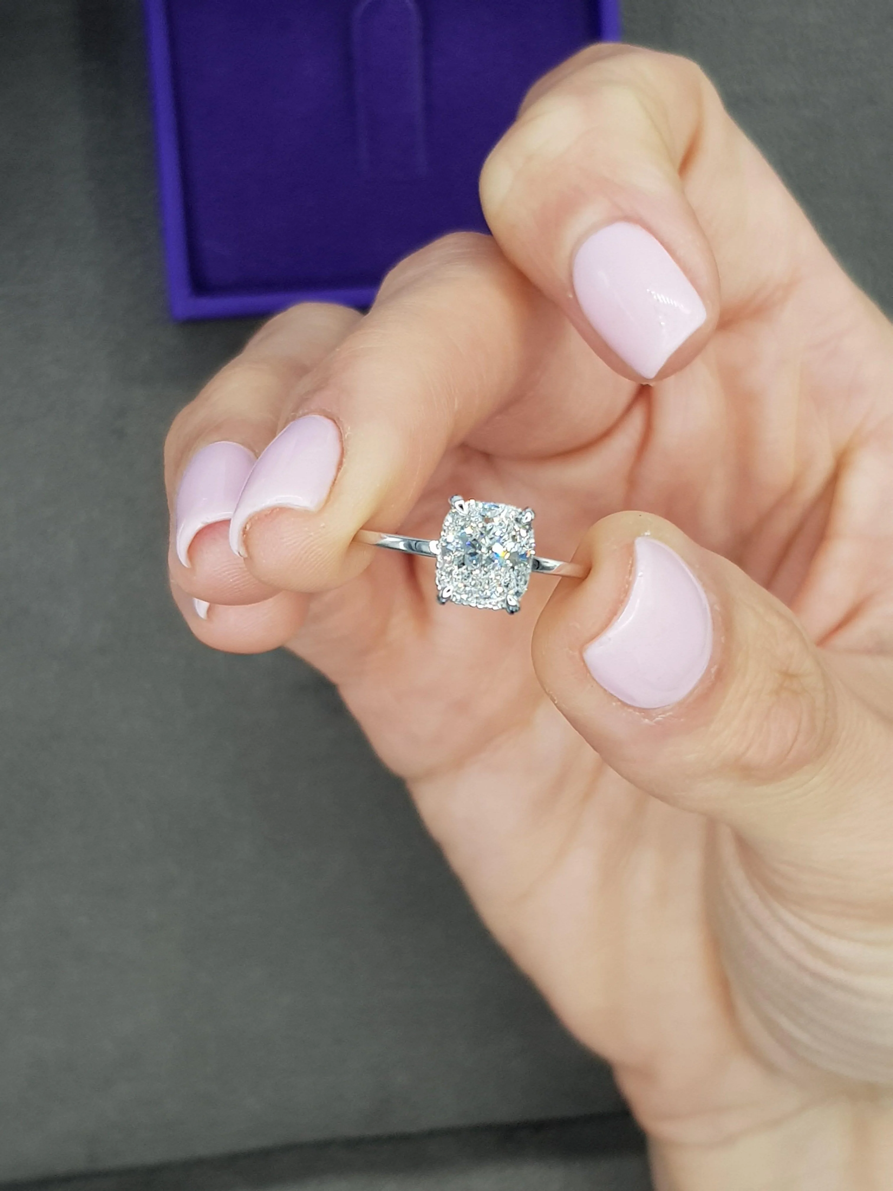 1.70 Carat Cushion Cut Hidden Halo Natural Diamond Engagement Ring - Image 5