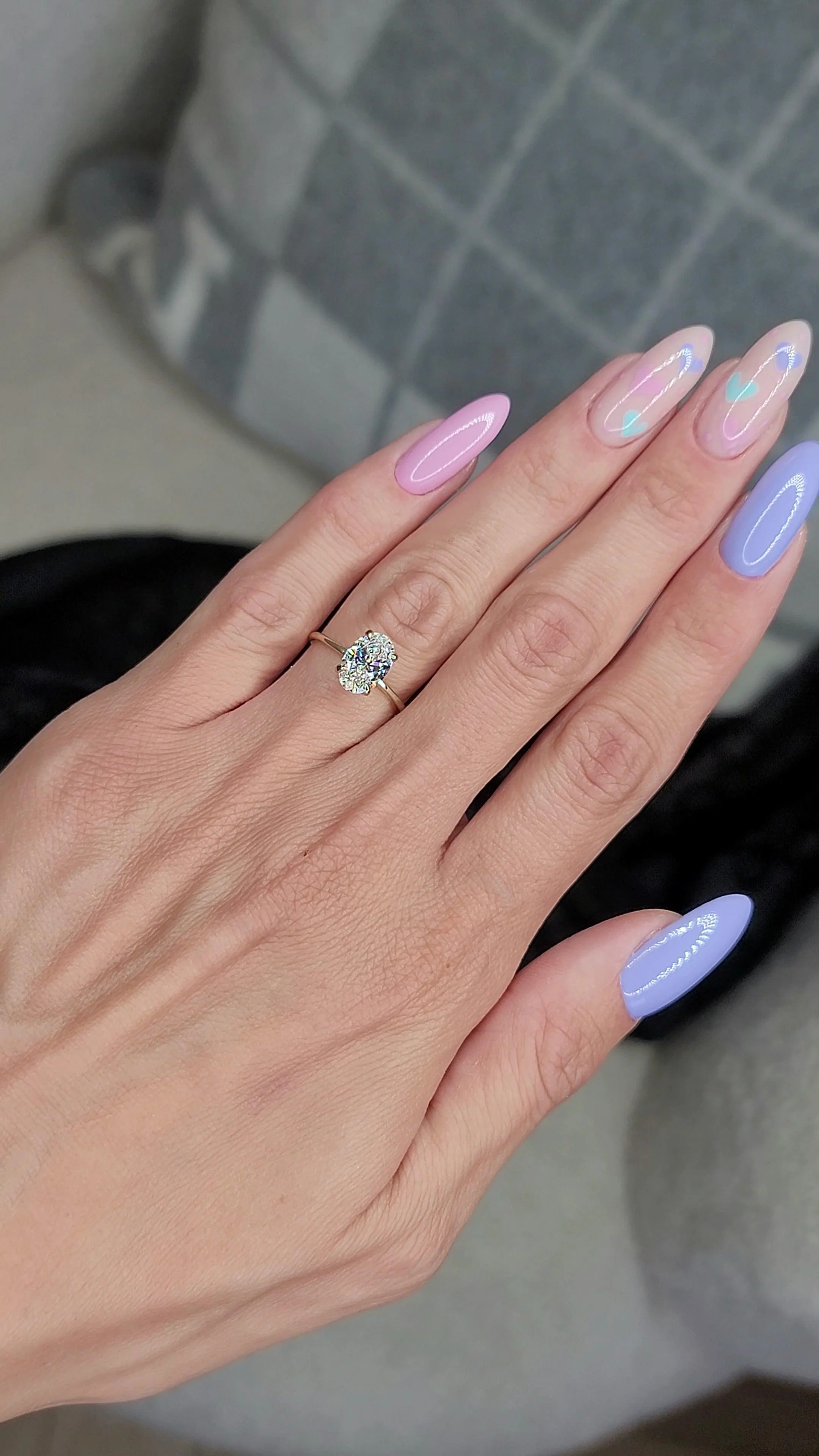 1.70 Carats Lab Grown Oval Cut Two Tone Solitaire Hidden Halo Diamond Engagement Ring - Image 3