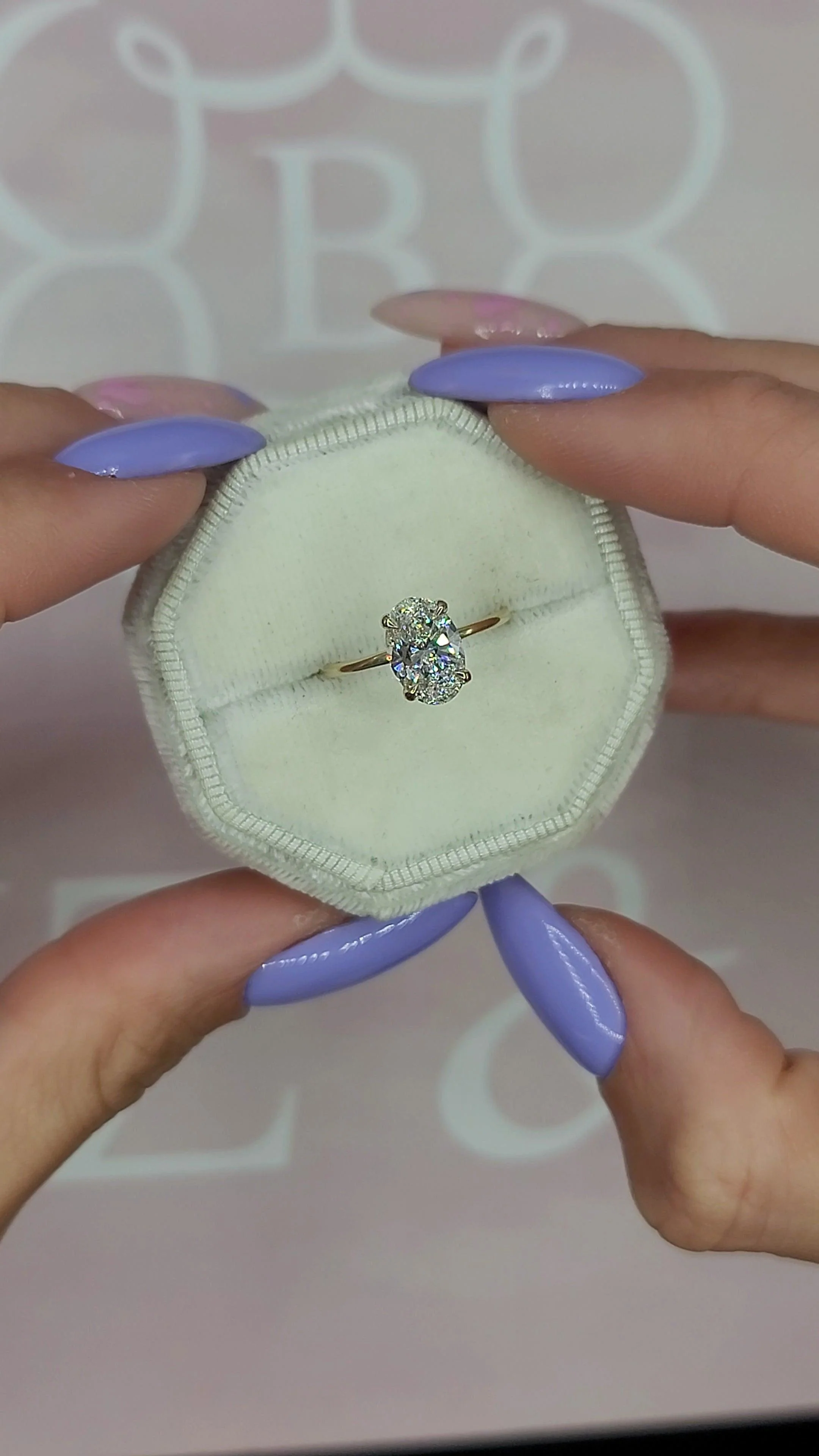 1.70 Carats Lab Grown Oval Cut Two Tone Solitaire Hidden Halo Diamond Engagement Ring - Image 4