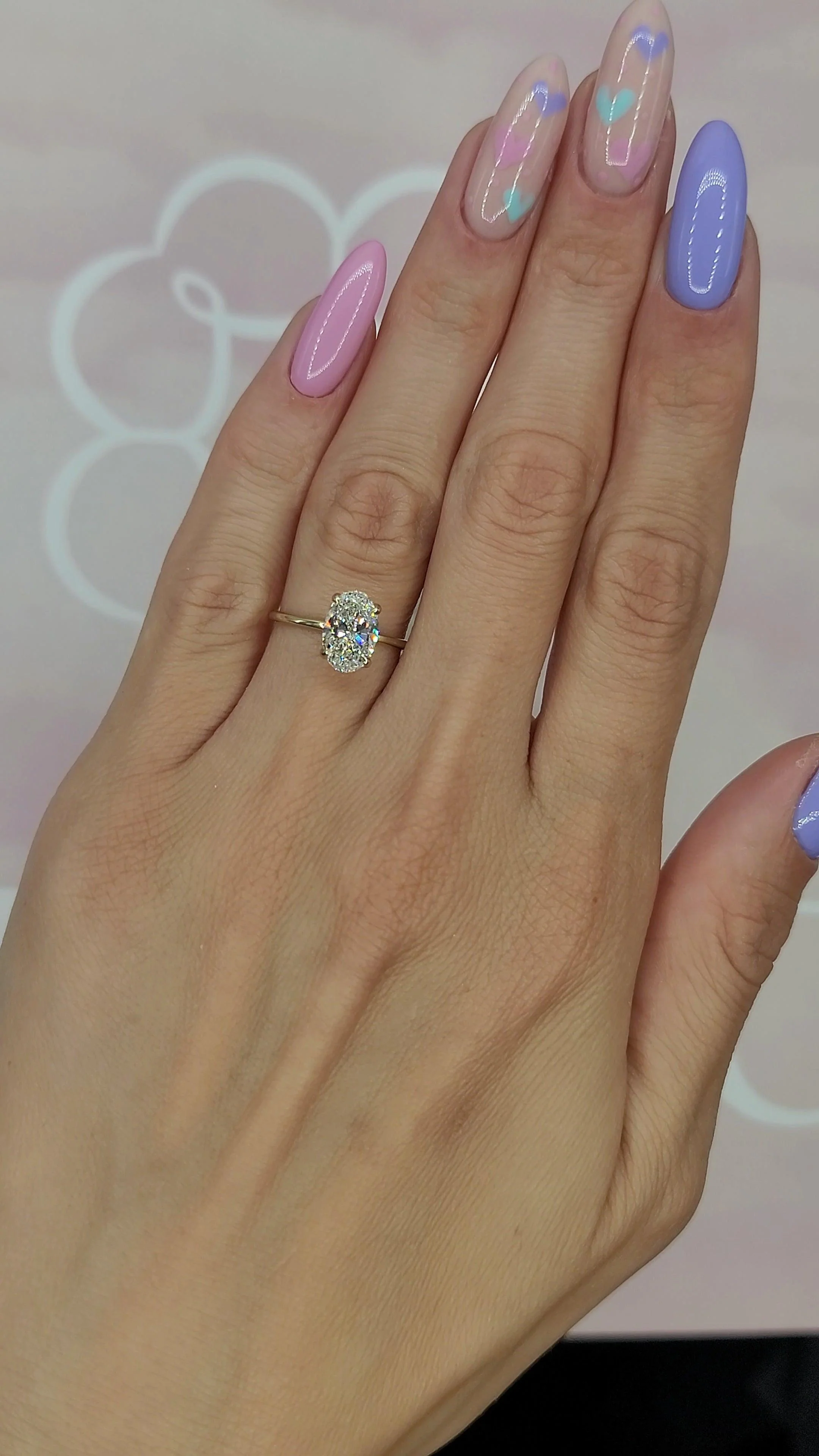 1.70 Carats Lab Grown Oval Cut Two Tone Solitaire Hidden Halo Diamond Engagement Ring - Image 6