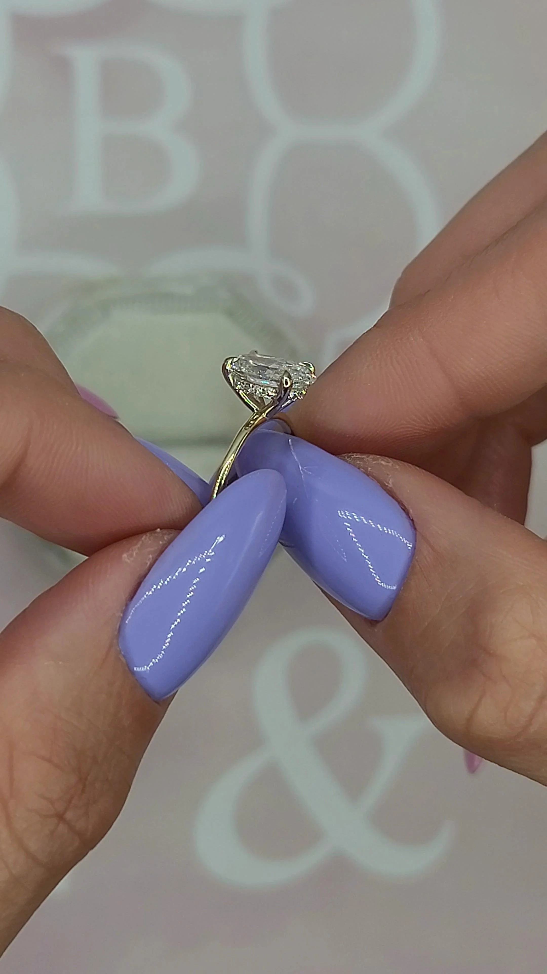 1.70 Carats Lab Grown Oval Cut Two Tone Solitaire Hidden Halo Diamond Engagement Ring - Image 7