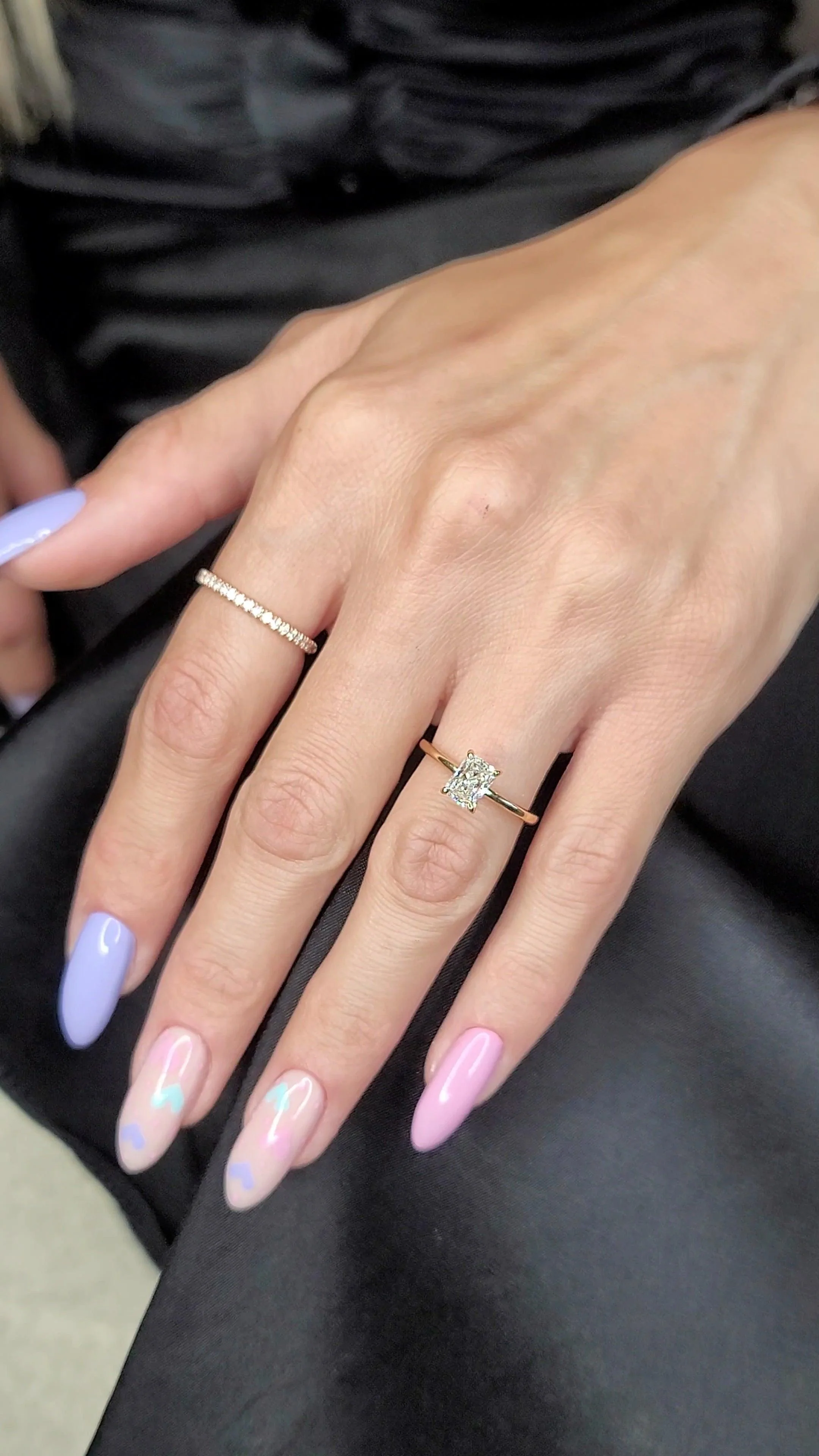 1 Carat Lab Grown Solitaire Radiant Cut Diamond Engagement Ring - Image 3