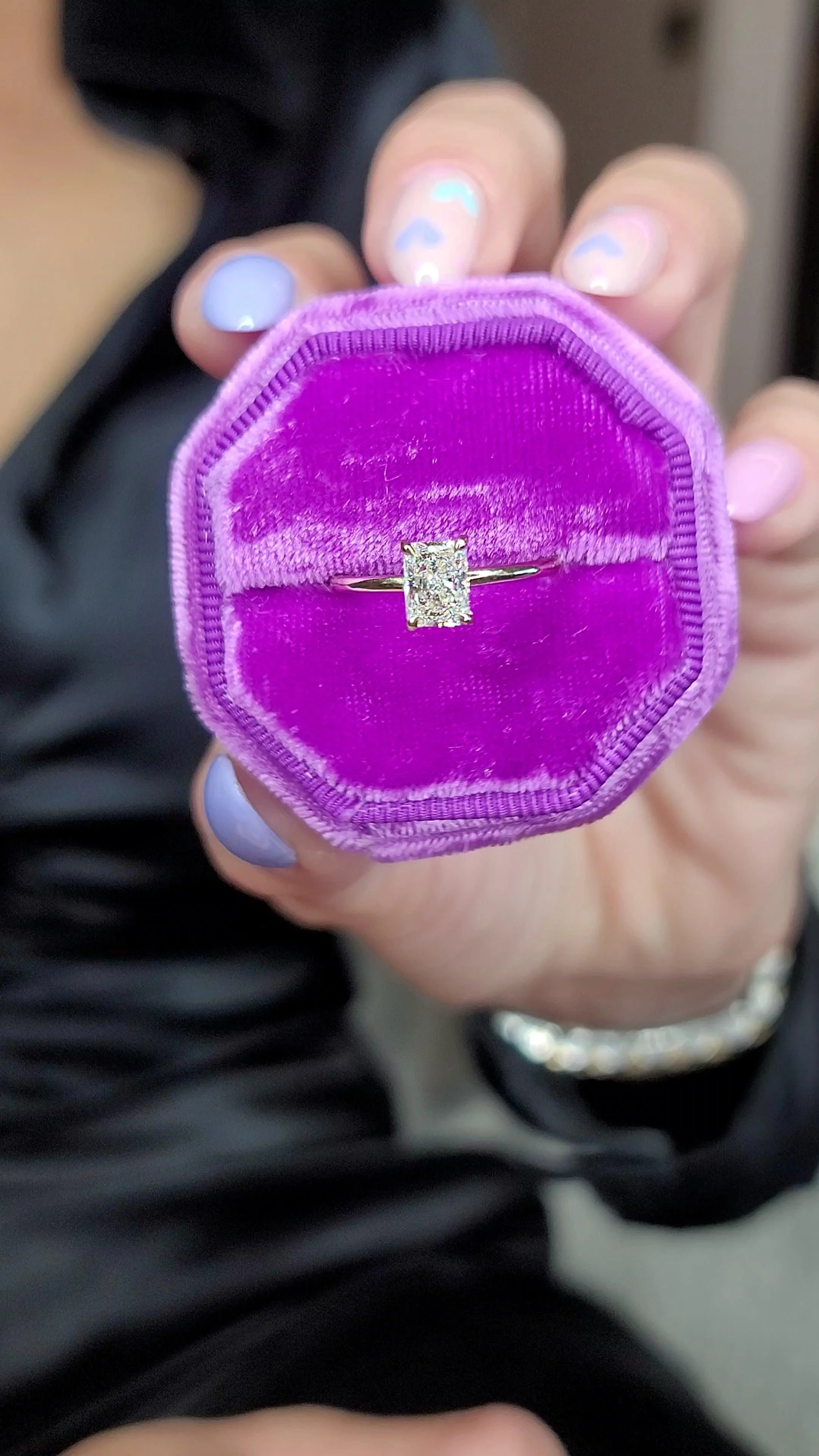 1 Carat Lab Grown Solitaire Radiant Cut Diamond Engagement Ring - Image 5