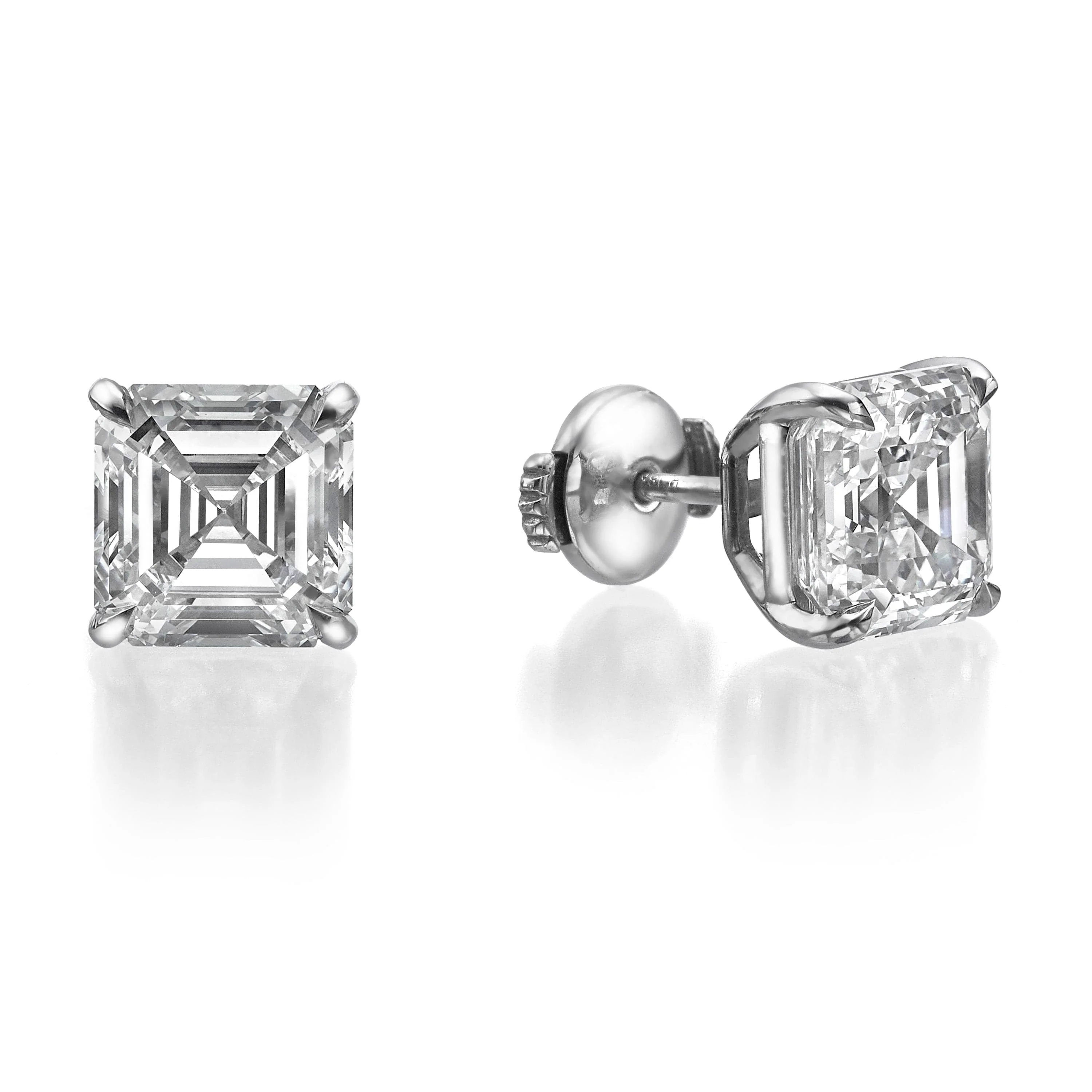 10.14 Ct Lab Grown Asscher Cut Diamond Stud Earrings - Image 4