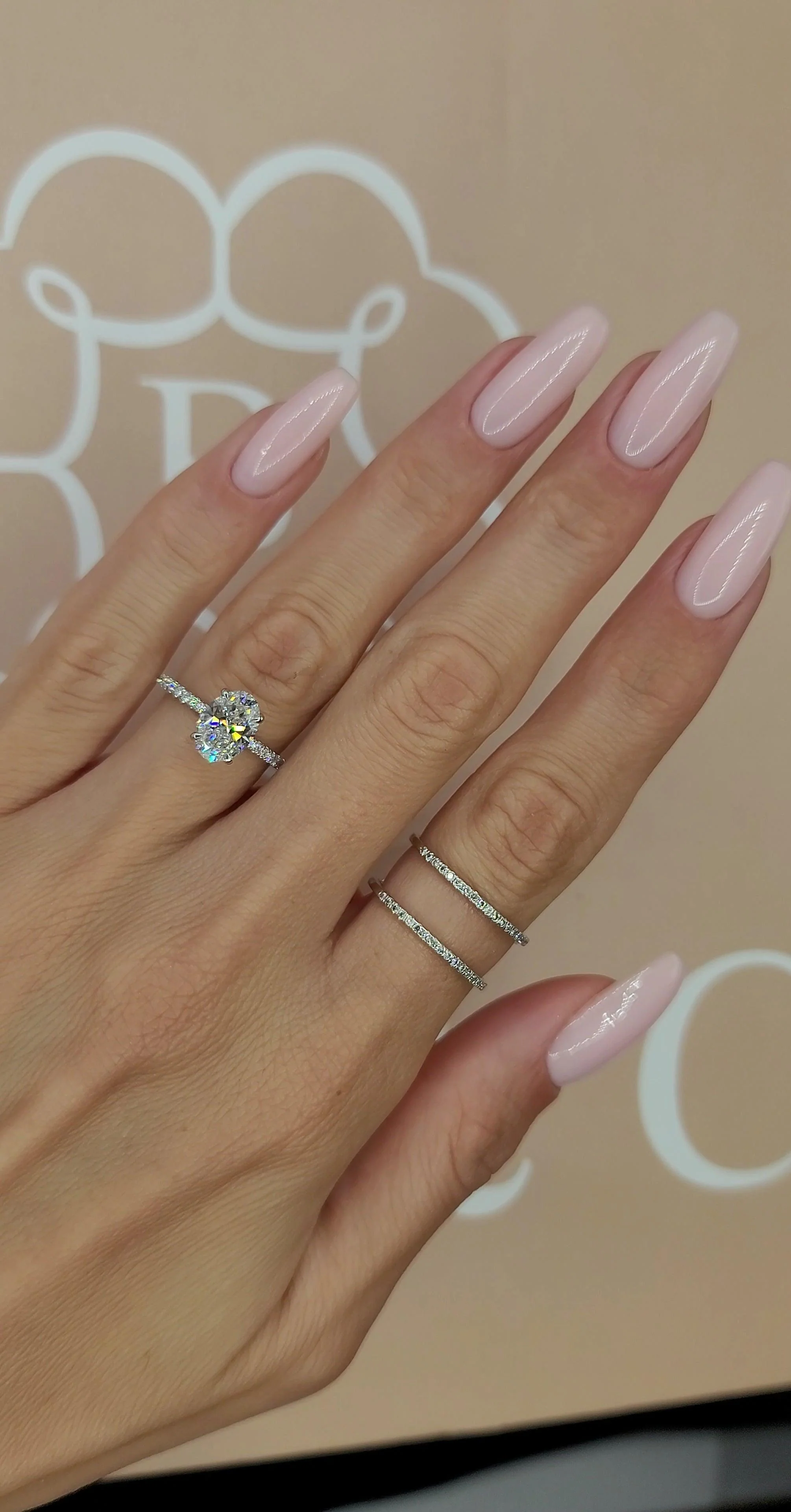 2.01 Carats Lab Grown Oval Cut Micropaved Side Stones Hidden Halo Diamond Engagement Ring - Image 3