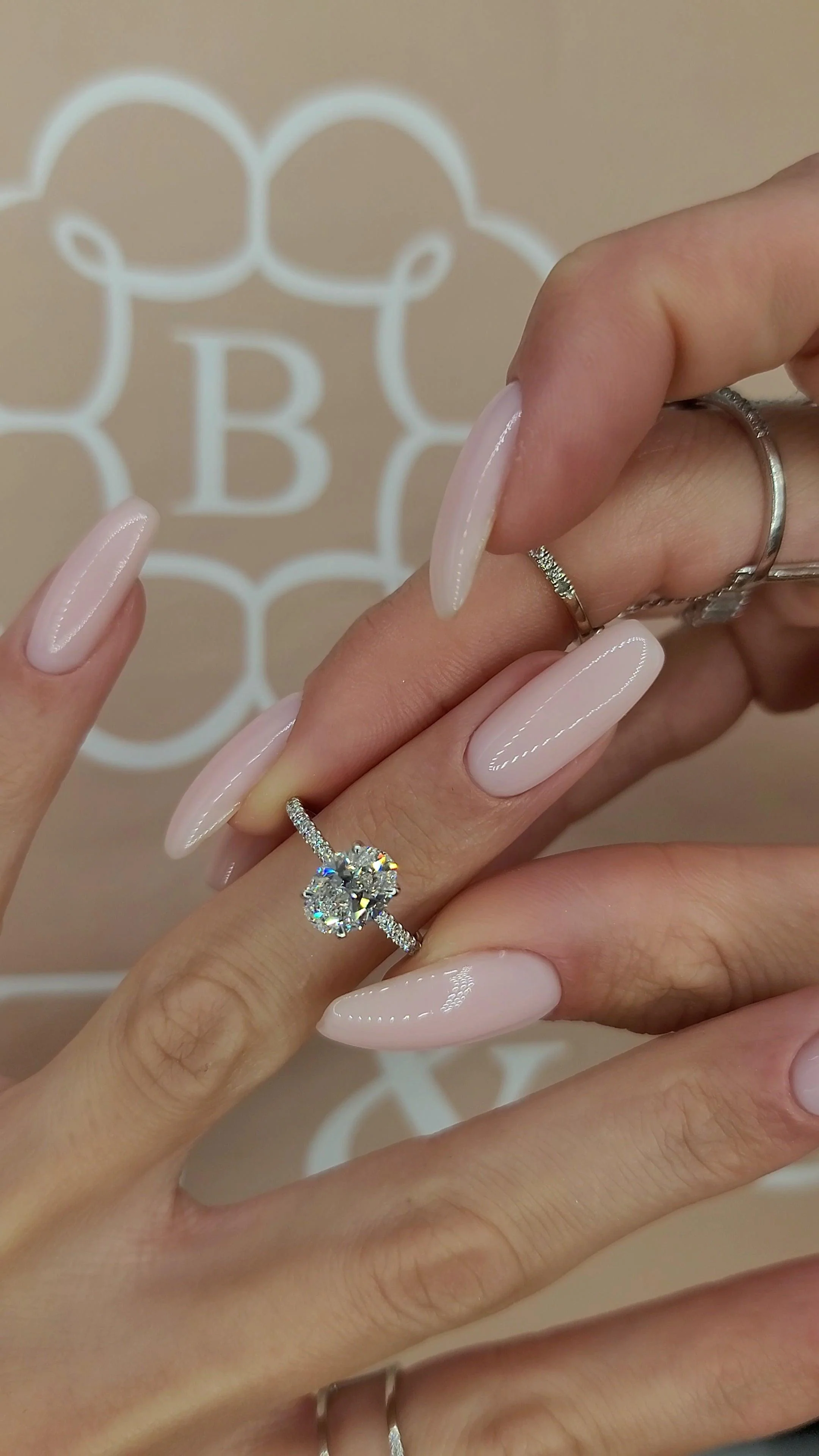 2.01 Carats Lab Grown Oval Cut Micropaved Side Stones Hidden Halo Diamond Engagement Ring - Image 4