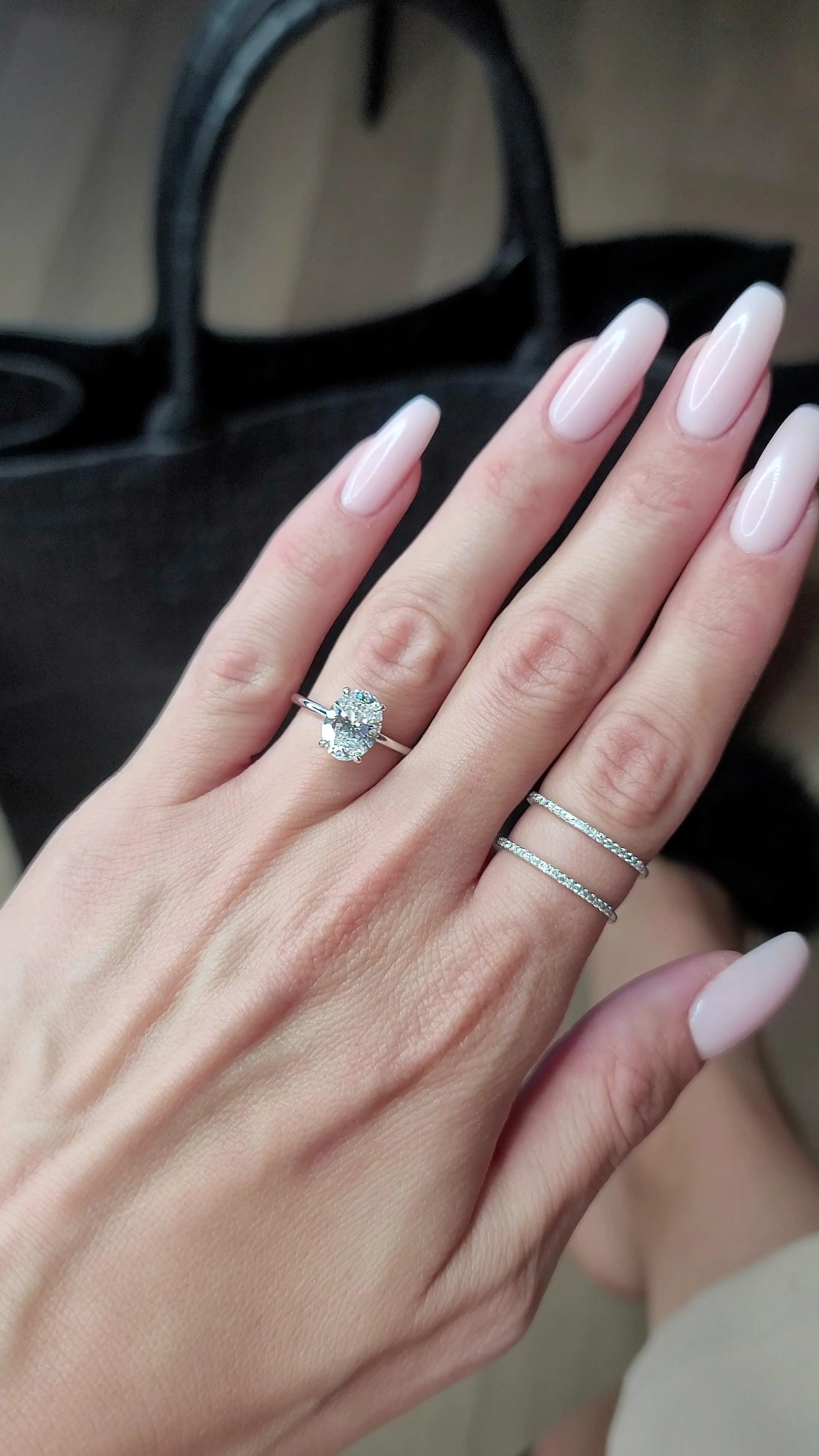 2.20 Carats Lab Grown Oval Cut Solitaire Hidden Halo Diamond Engagement Ring White Gold - Image 4