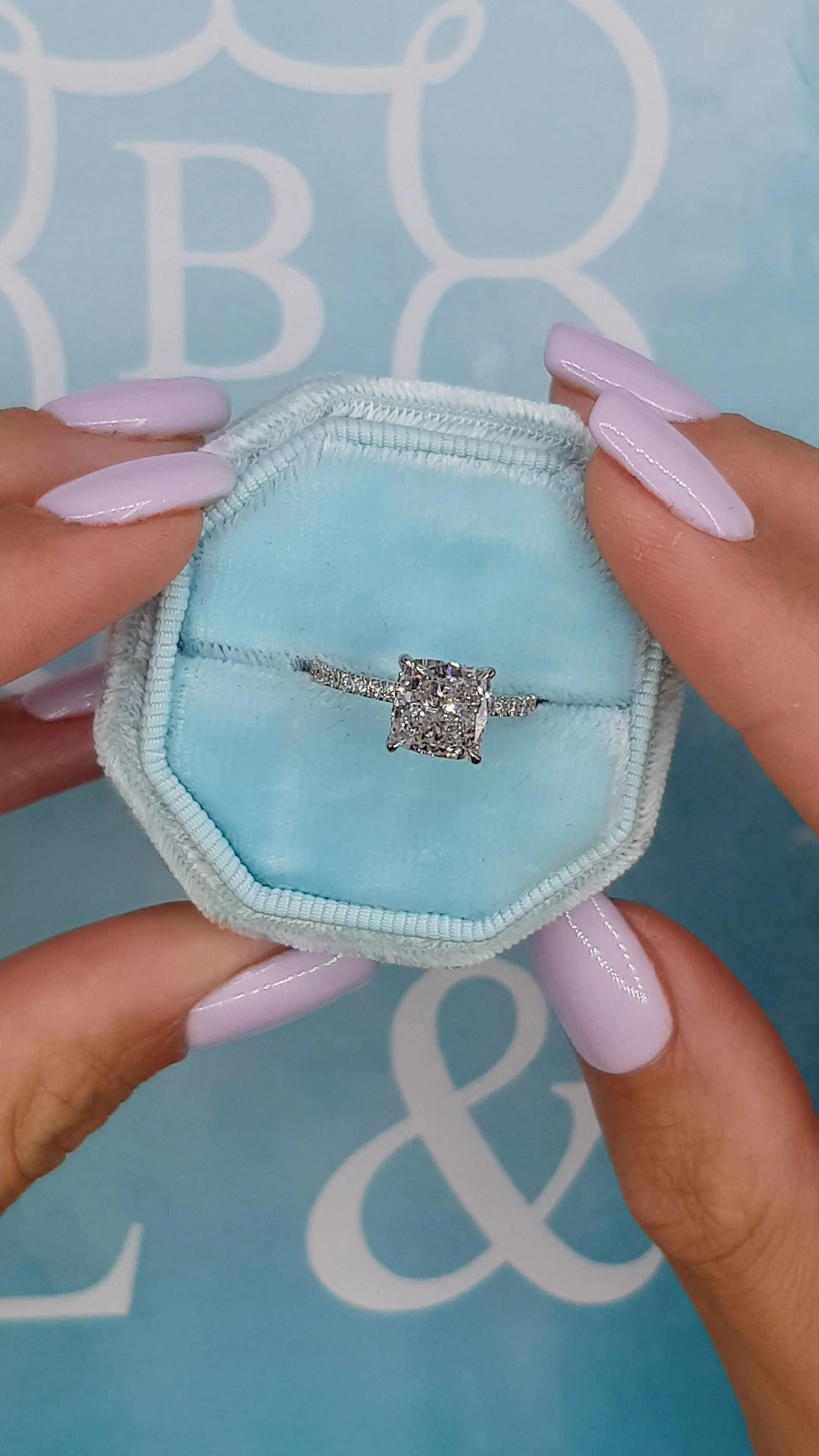 2.50 Carats Lab Grown Cushion Cut Side Stones Hidden Halo Diamond Engagement Ring - Image 4