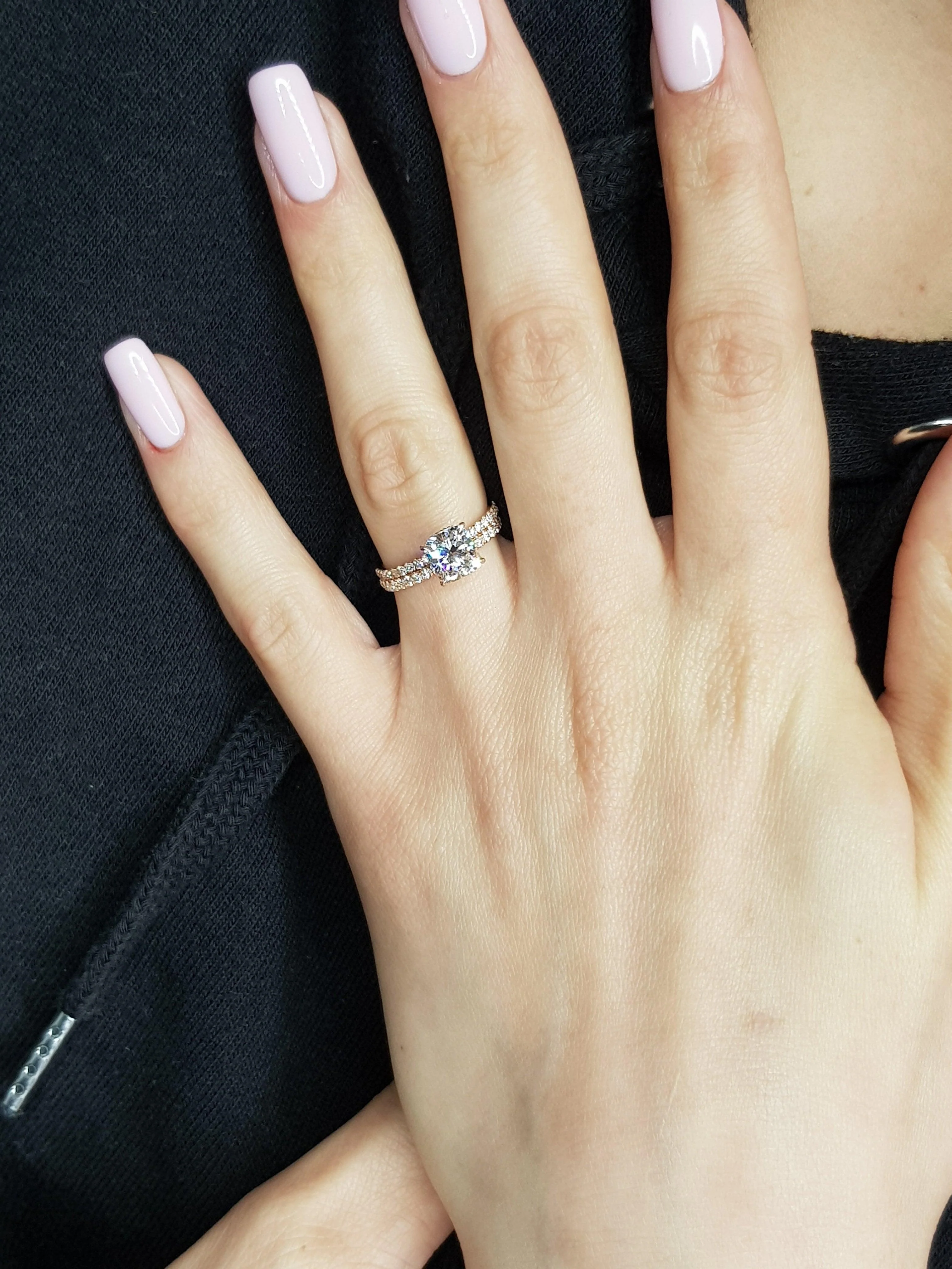 2 Carats Cushion Cut Micropave Side Stones Hidden Halo Natural Diamond Engagement Ring - Image 6