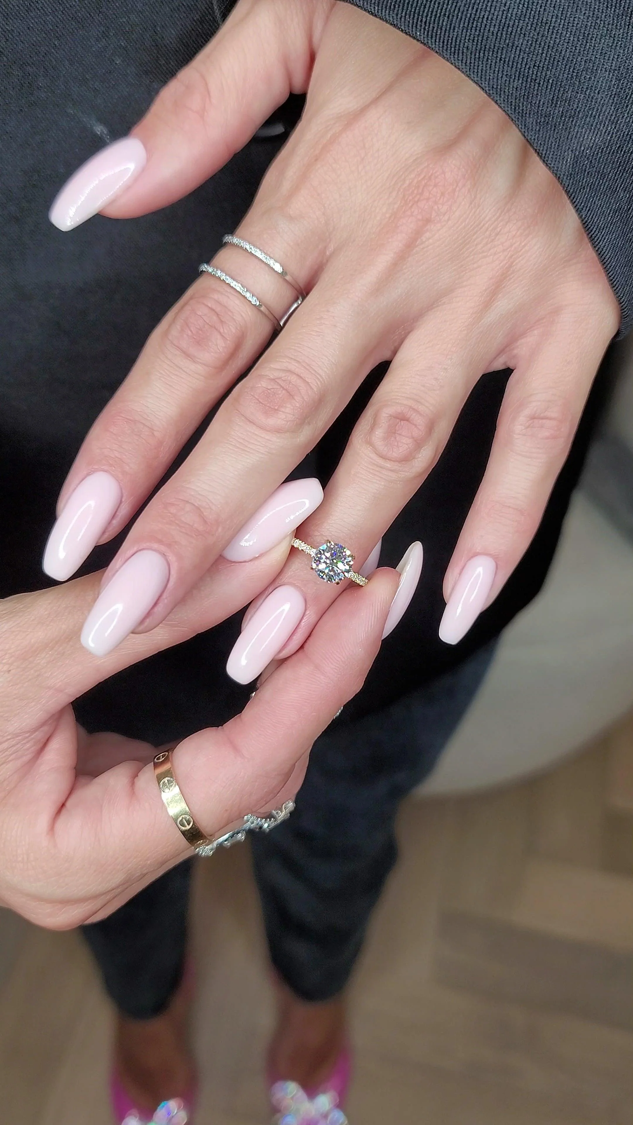 2 Carats Lab Grown Round Brilliant Cut Side Stones Hidden Halo Diamond Engagement Ring - Image 6