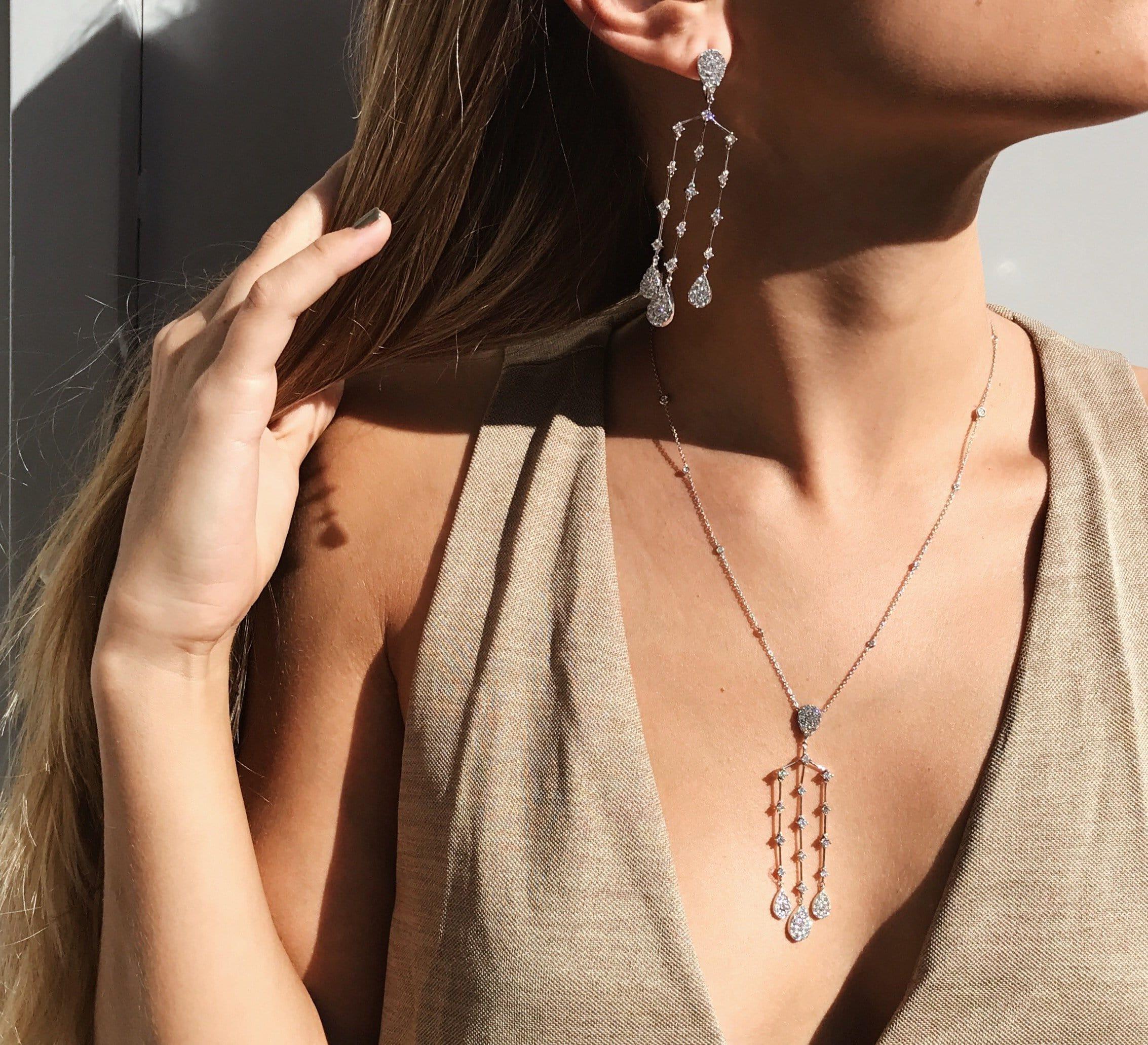 3.36 Carat Illusion Chandelier Natural Diamond Necklace - Image 3