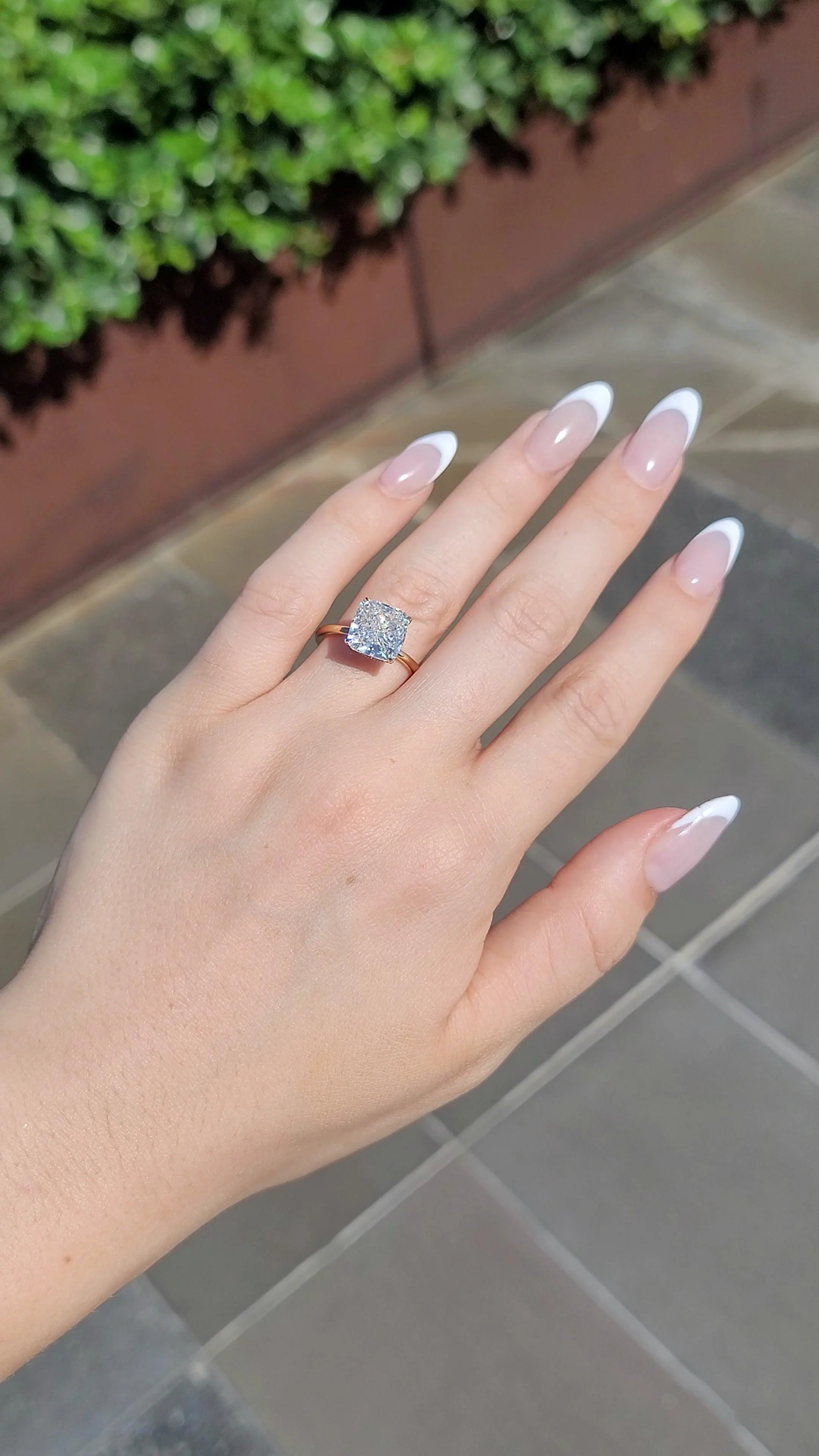 5.20 Carats Lab Grown Cushion Cut Solitaire Hidden Halo Diamond Engagement Ring 14K Yellow Gold - Image 3