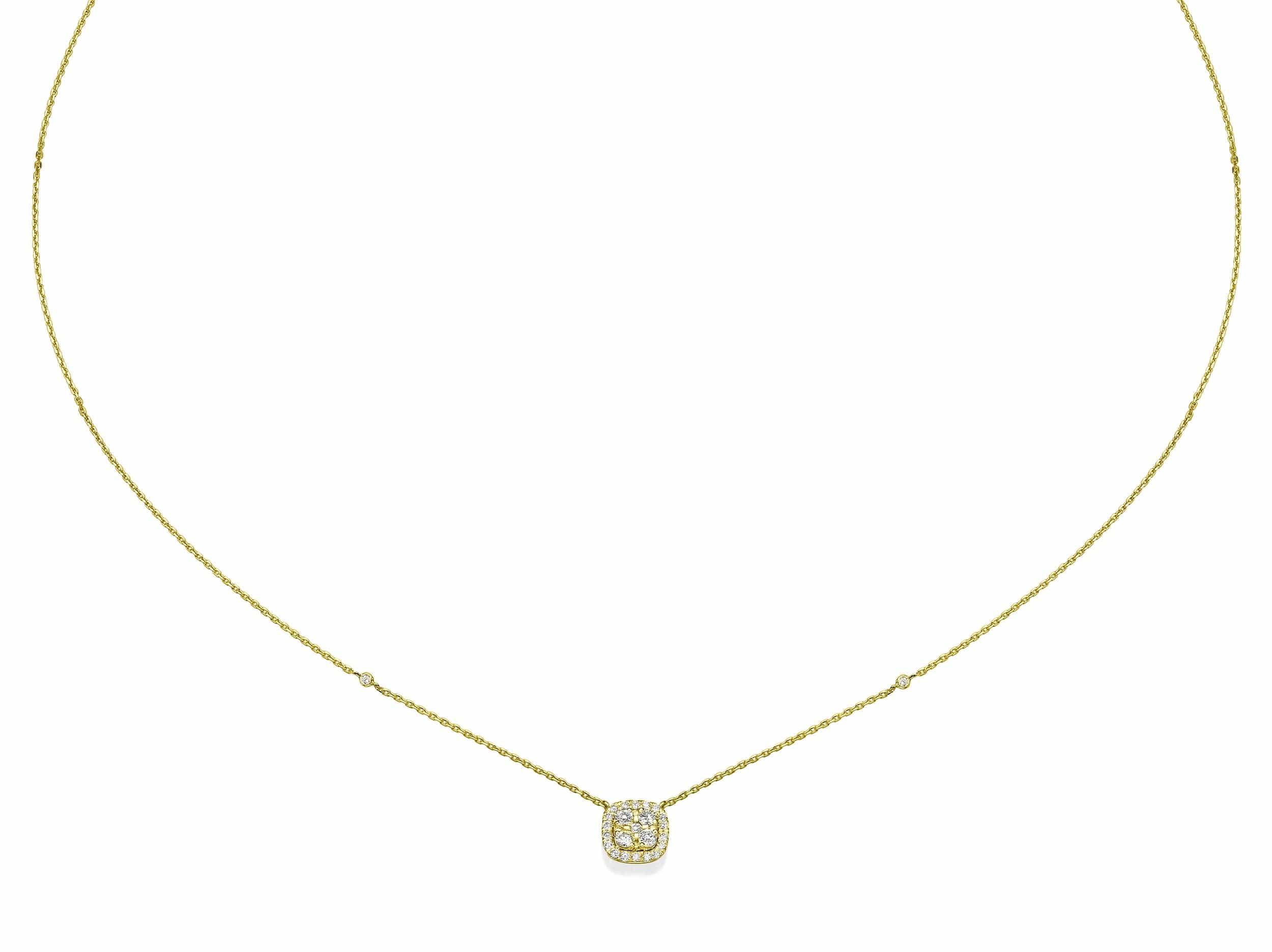 Big Cushion Shaped Natural Diamond Cluster Pendant Necklace - Image 3