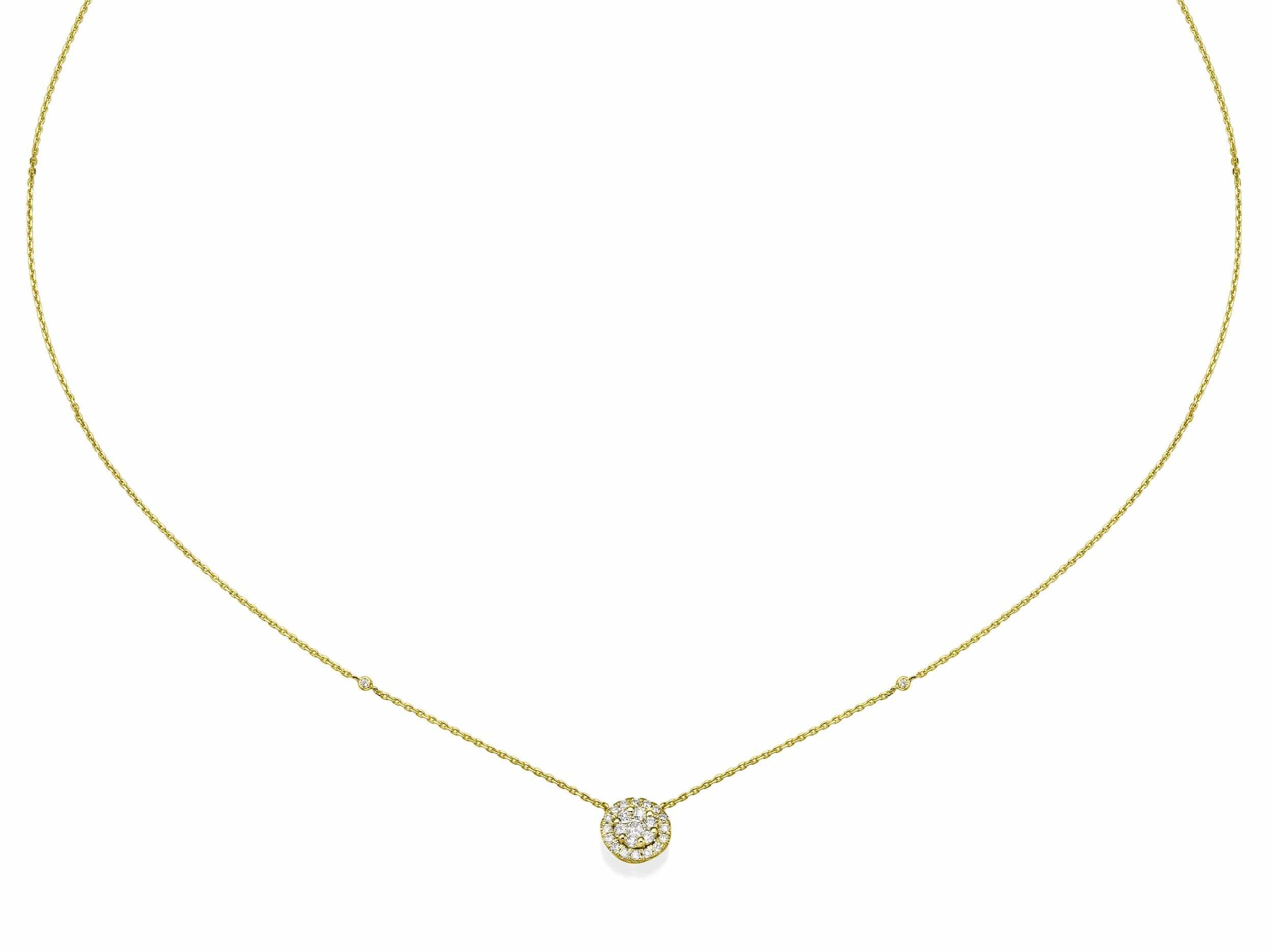 Big Round Shaped Natural Diamond Cluster Pendant Necklace - Image 4