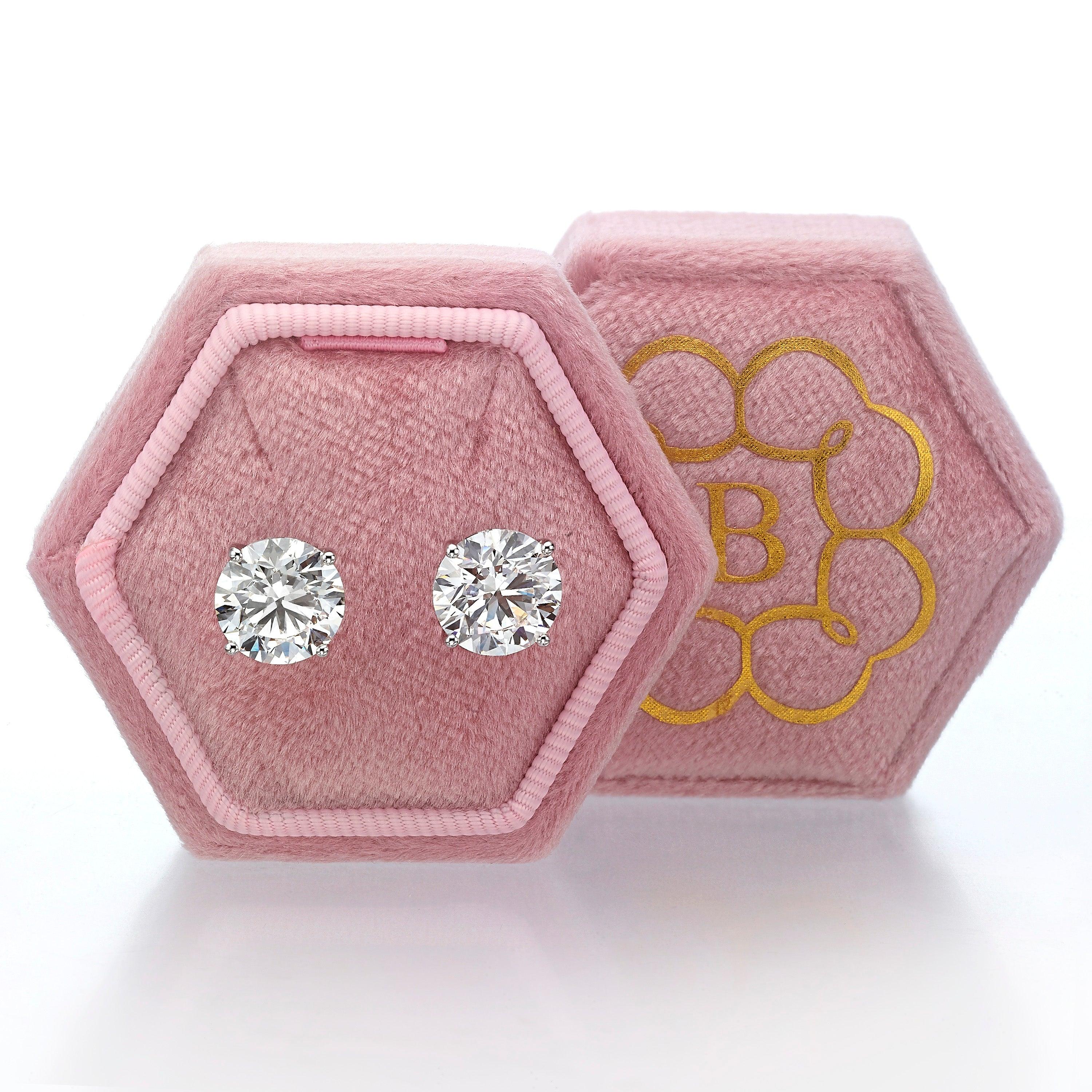 (1.00ct to 6.00ct) Lab Grown Round Cut Diamond Stud Earrings - Image 4