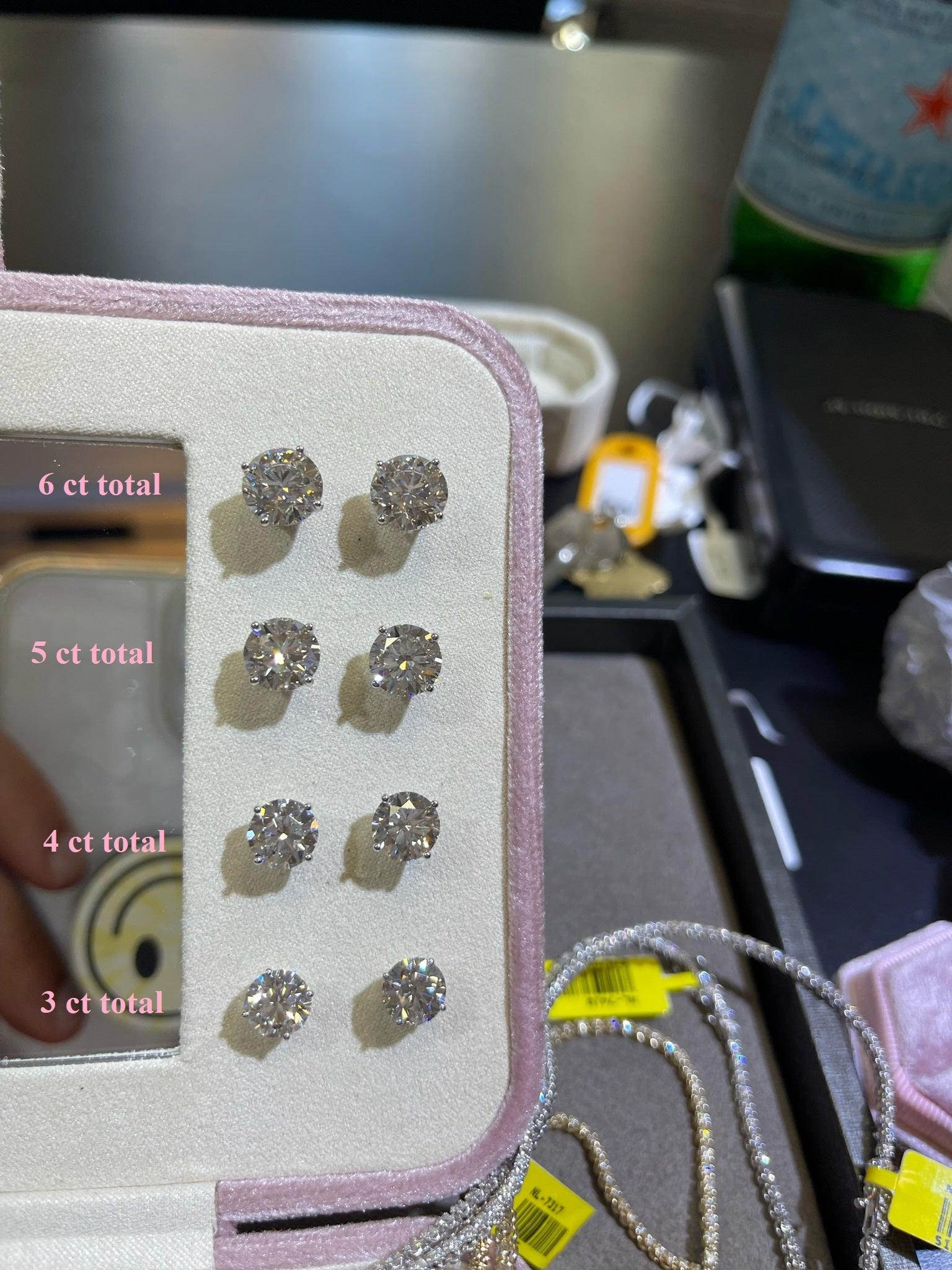 (1.00ct to 6.00ct) Lab Grown Round Cut Diamond Stud Earrings - Image 7