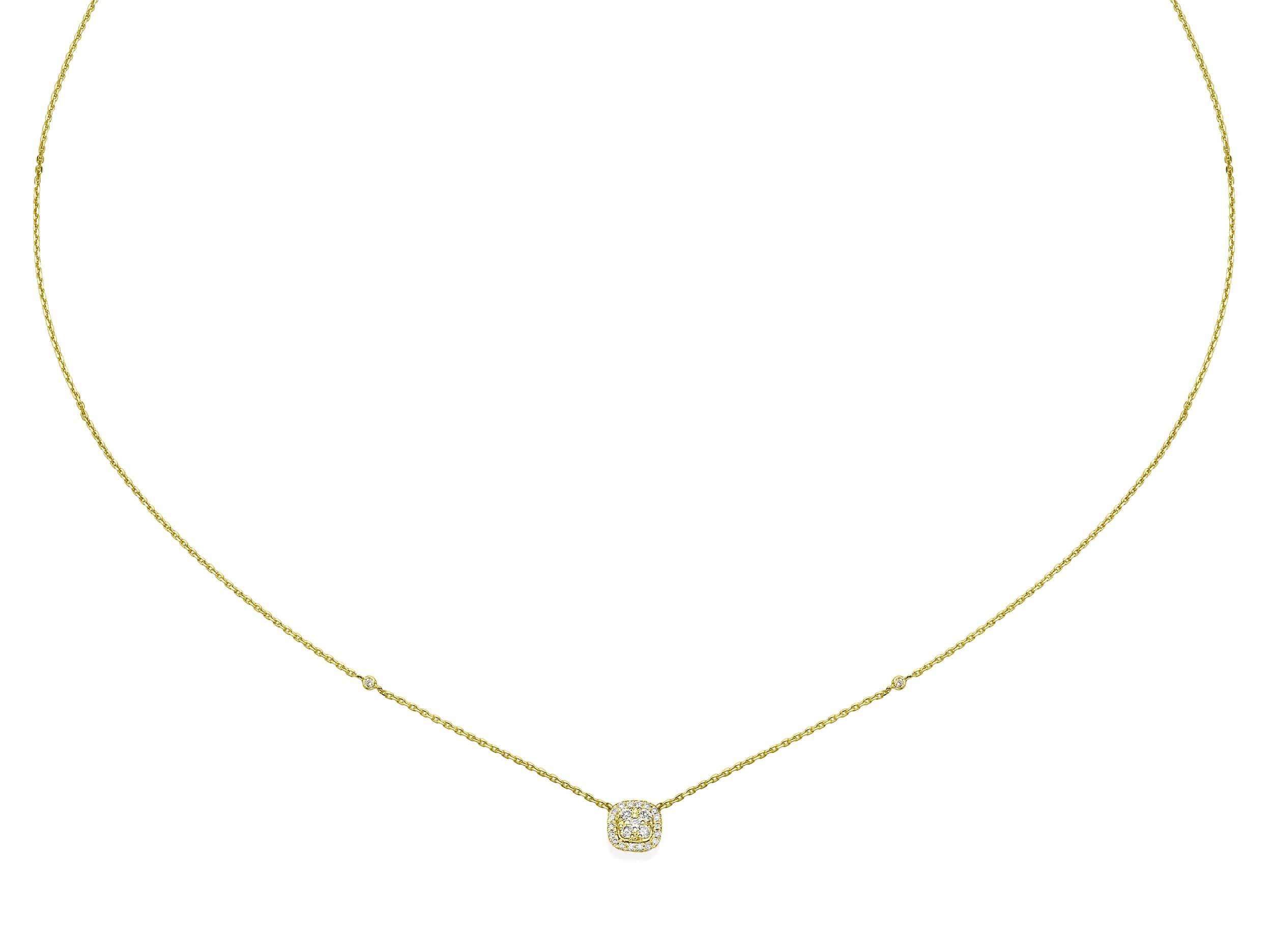 Cushion Shaped Natural Diamond Cluster Pendant Necklace - Image 4