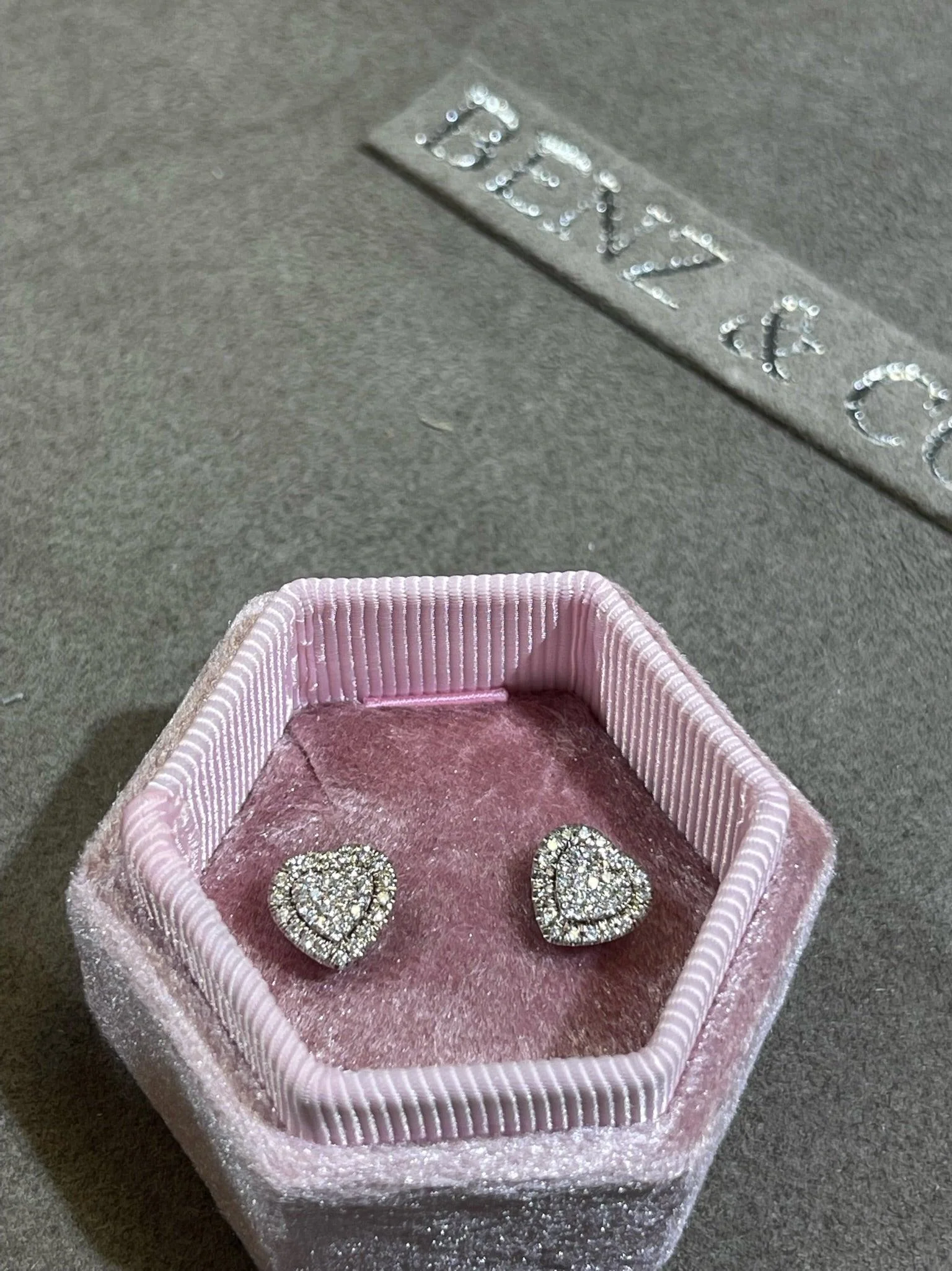 Heart Shaped Natural Diamond Cluster Earrings - Image 3