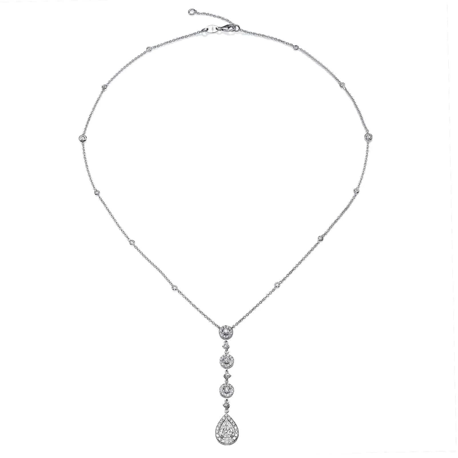 Pearfection 1.30 ct Drop Pendant Necklace of Natural Diamonds in 18K White Gold - Image 3