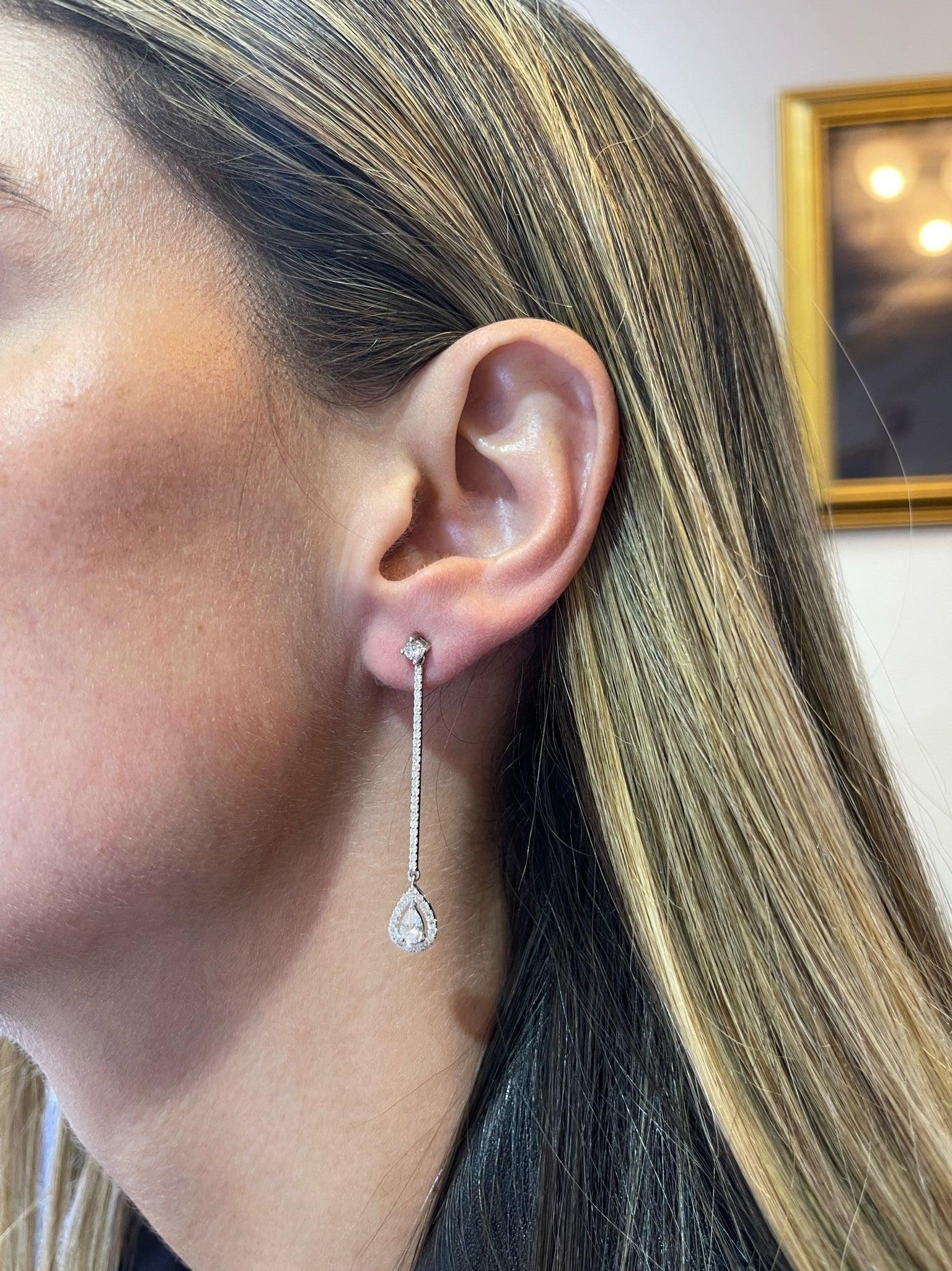 Pearfection Collection - 1.15 ct Drop Earrings of Diamonds in 18K White Gold - Image 3